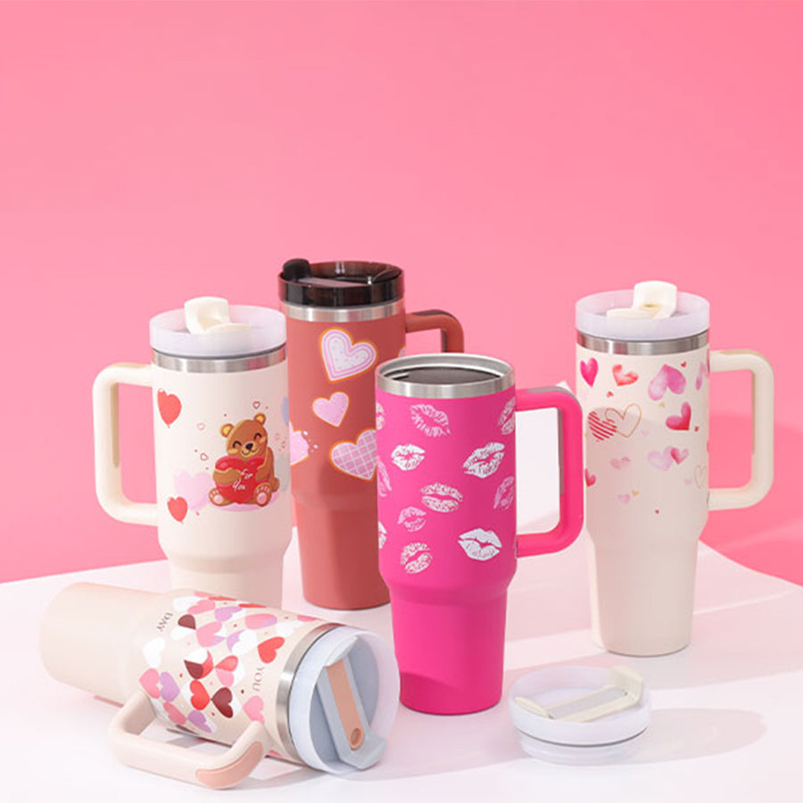 Insulated Tumbler with Handle & Straw – Stainless Steel Spill-Proof Travel Mug for Coffee, Gym & Car