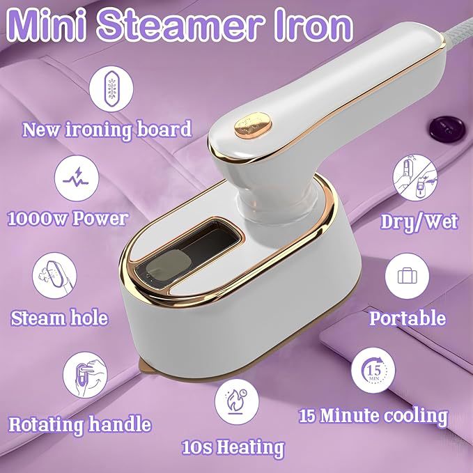 Mini rotating garment steamer iron for travel