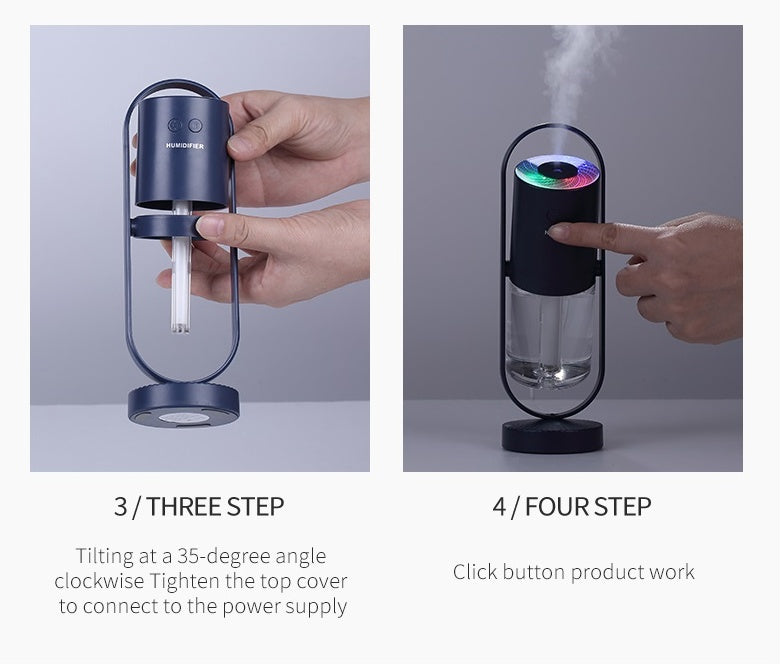 Aurora humidifier shown with its parts labelled